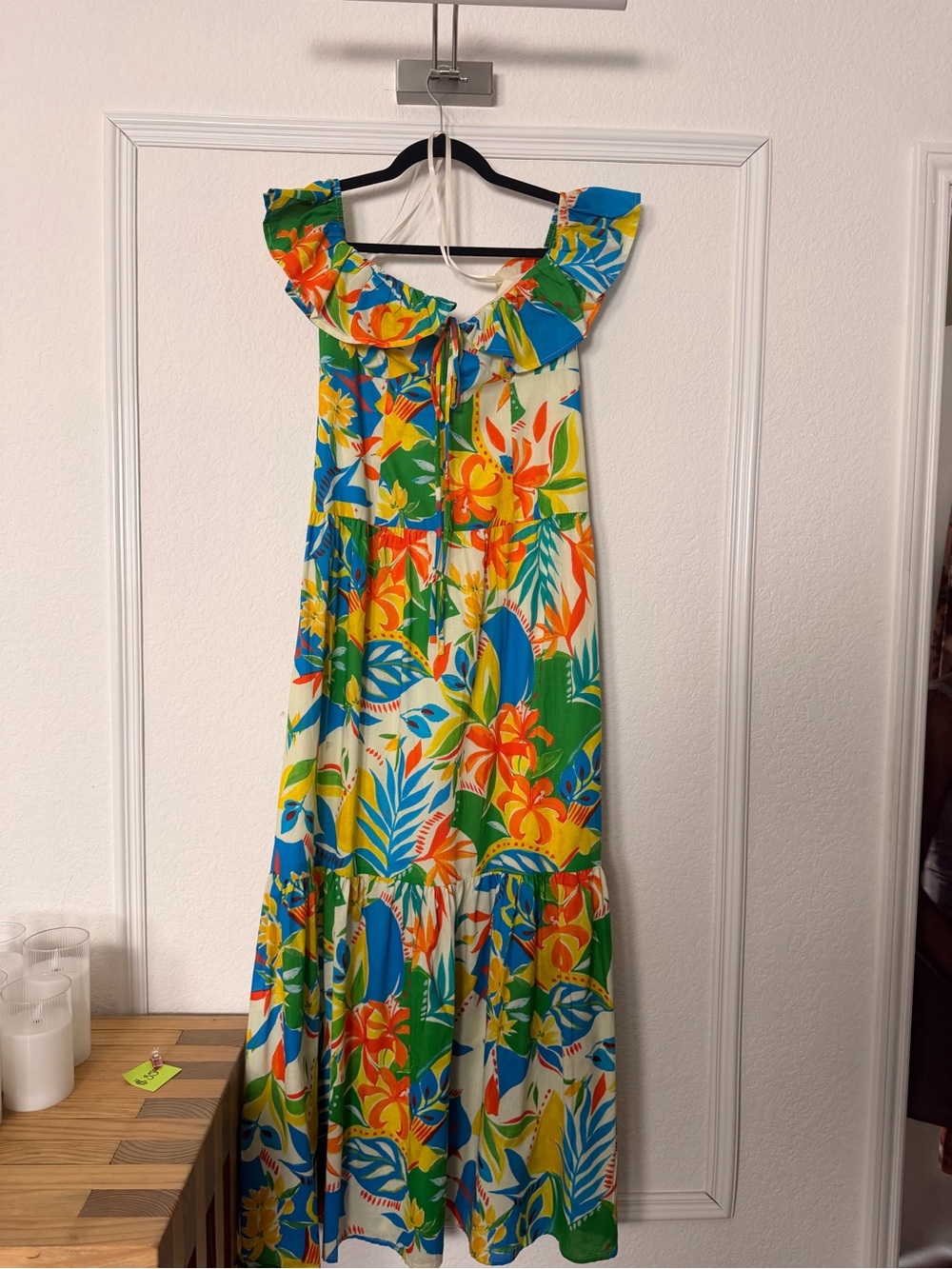 Away x Runaway Colorblock Tie-Top Dress in Blue, Yellow, Green, Orange